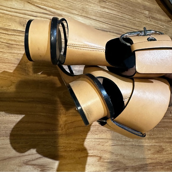 Celine Paris Women’s Designer Tan Leather Ankle Buckle Sandals Luxury Low Heel - Picture 8 of 11